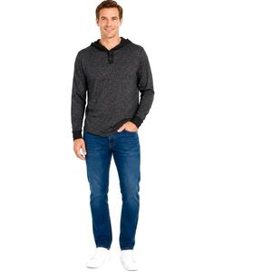 Nordstrom MBX Lightweight Hooded Henley Green Shirt Mens Small